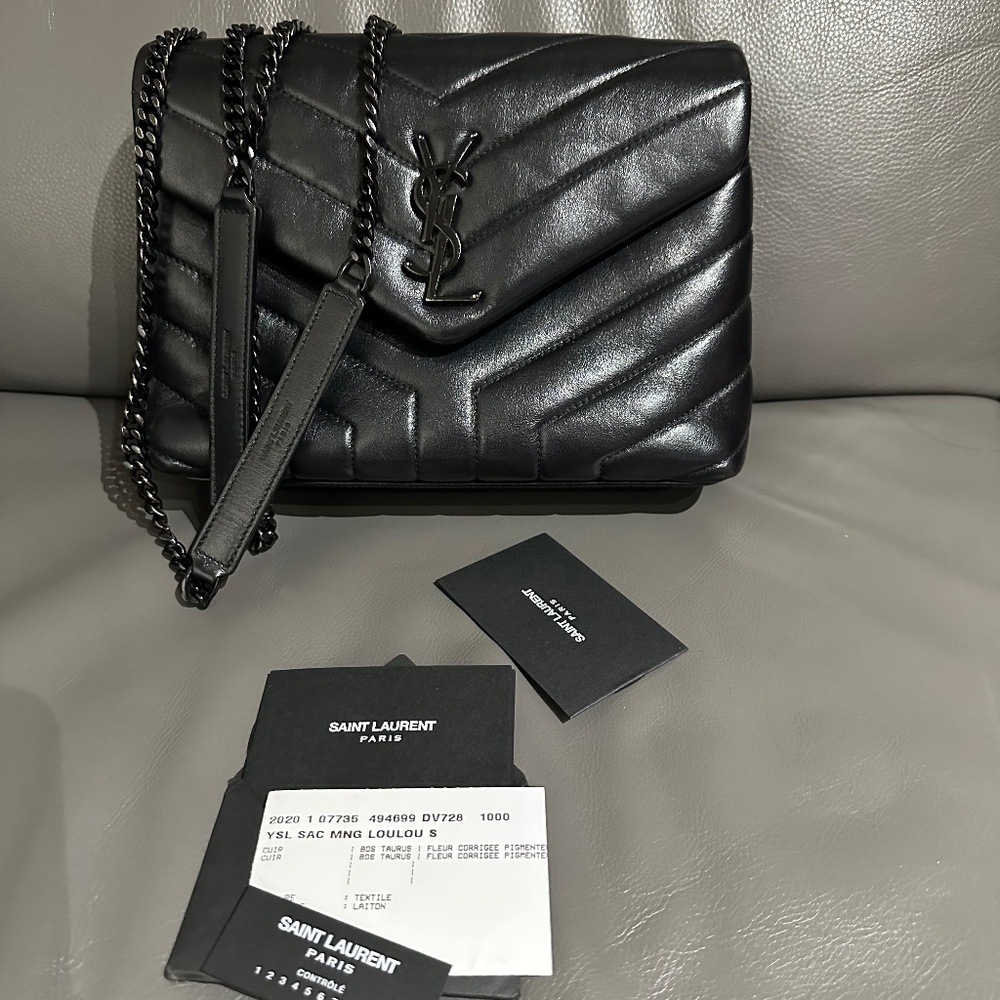 Yves Saint Laurent Black Quilted Leather Chain Shoulder Bag